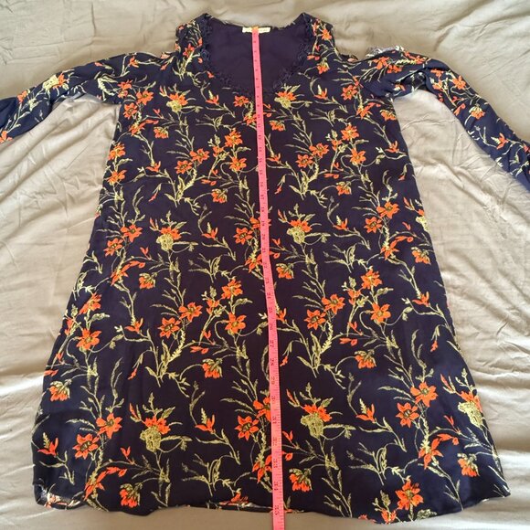 Heartloom Womens Cold Shoulder Long Sleeve Navy Dress Floral Print Size Large - Picture 8 of 11